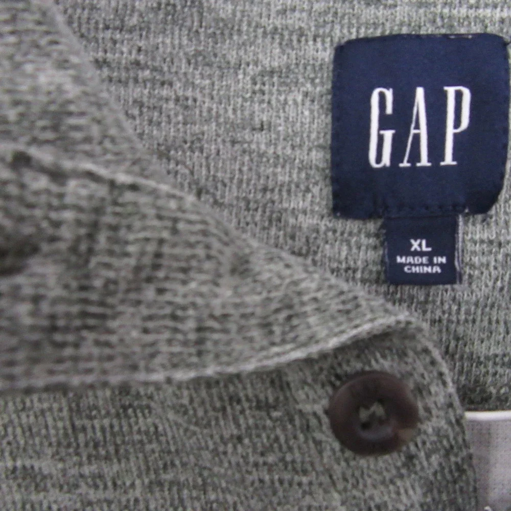 Gap Mens Henley Sweater XL Green‎ Heathered Long Sleeve Button Mock Neck